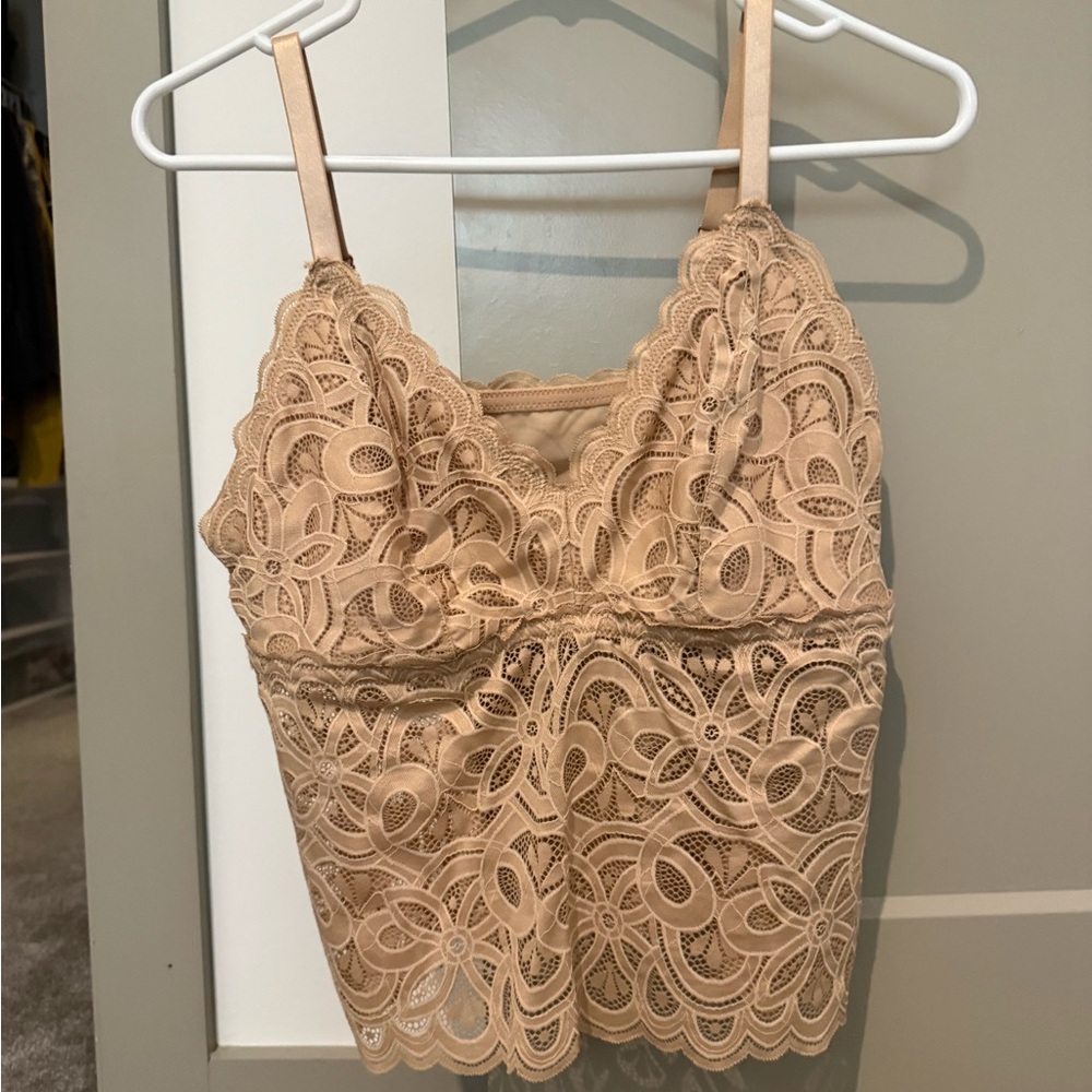 Aerie Tan Lace Tank Top